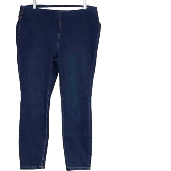 Denim & Co. Womens Plus Size 14P Dark Wash Stretch Denim Slim Leg Jeans Comforta - Picture 1 of 10
